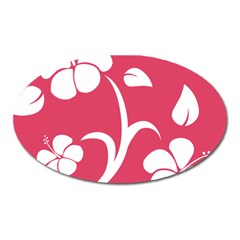 Pink Hawaiian Flower White Oval Magnet by Mariart