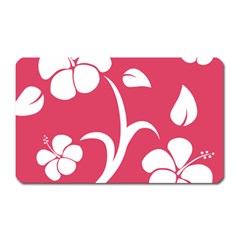 Pink Hawaiian Flower White Magnet (rectangular) by Mariart