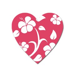 Pink Hawaiian Flower White Heart Magnet by Mariart