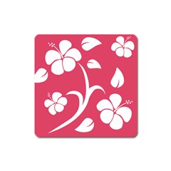 Pink Hawaiian Flower White Square Magnet by Mariart