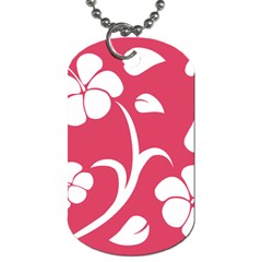 Pink Hawaiian Flower White Dog Tag (one Side) by Mariart