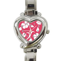 Pink Hawaiian Flower White Heart Italian Charm Watch by Mariart