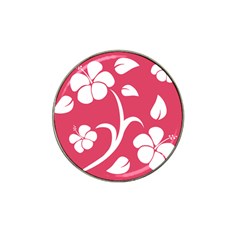 Pink Hawaiian Flower White Hat Clip Ball Marker