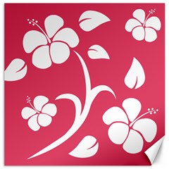 Pink Hawaiian Flower White Canvas 16  X 16  