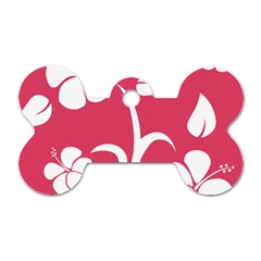 Pink Hawaiian Flower White Dog Tag Bone (two Sides)