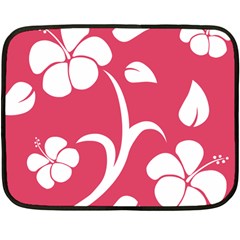 Pink Hawaiian Flower White Double Sided Fleece Blanket (mini)  by Mariart