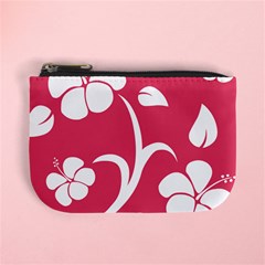 Pink Hawaiian Flower White Mini Coin Purses by Mariart