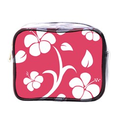 Pink Hawaiian Flower White Mini Toiletries Bags by Mariart