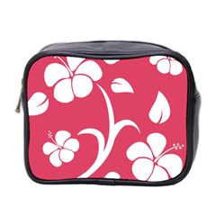 Pink Hawaiian Flower White Mini Toiletries Bag 2-side by Mariart