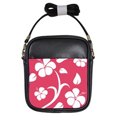 Pink Hawaiian Flower White Girls Sling Bags by Mariart