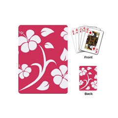 Pink Hawaiian Flower White Playing Cards (mini) 