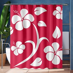 Pink Hawaiian Flower White Shower Curtain 60  X 72  (medium) 