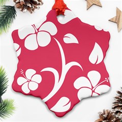 Pink Hawaiian Flower White Ornament (snowflake) by Mariart