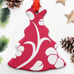 Pink Hawaiian Flower White Ornament (christmas Tree)  by Mariart