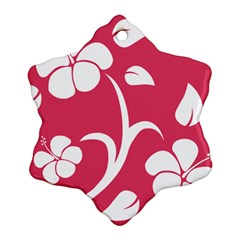 Pink Hawaiian Flower White Snowflake Ornament (two Sides) by Mariart