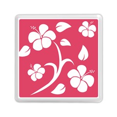 Pink Hawaiian Flower White Memory Card Reader (square)  by Mariart