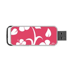 Pink Hawaiian Flower White Portable Usb Flash (two Sides) by Mariart