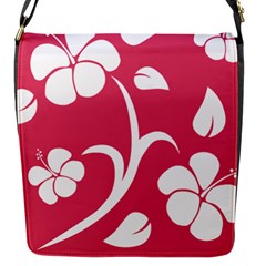 Pink Hawaiian Flower White Flap Messenger Bag (s) by Mariart