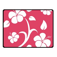 Pink Hawaiian Flower White Double Sided Fleece Blanket (small)  by Mariart