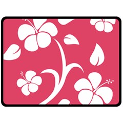 Pink Hawaiian Flower White Double Sided Fleece Blanket (large)  by Mariart