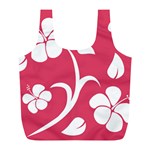 Pink Hawaiian Flower White Full Print Recycle Bags (L)  Back