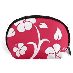 Pink Hawaiian Flower White Accessory Pouches (large)  by Mariart