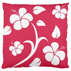 Pink Hawaiian Flower White Standard Flano Cushion Case (one Side) by Mariart