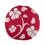 Pink Hawaiian Flower White Standard 15  Premium Flano Round Cushions Front