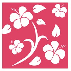 Pink Hawaiian Flower White Large Satin Scarf (square) by Mariart