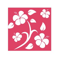 Pink Hawaiian Flower White Small Satin Scarf (square) by Mariart