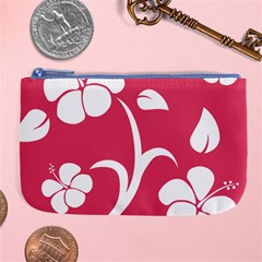 Pink Hawaiian Flower White Large Coin Purse