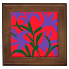 Purple Flower Red Background Framed Tiles