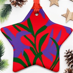 Purple Flower Red Background Ornament (star)