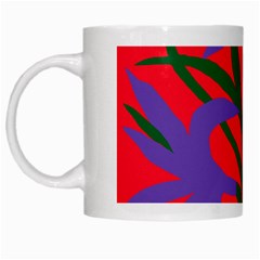 Purple Flower Red Background White Mugs by Mariart