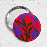 Purple Flower Red Background 2.25  Handbag Mirrors Front