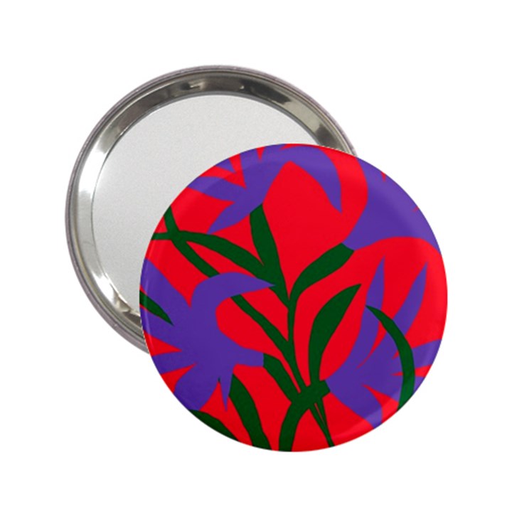 Purple Flower Red Background 2.25  Handbag Mirrors