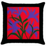 Purple Flower Red Background Throw Pillow Case (Black) Front