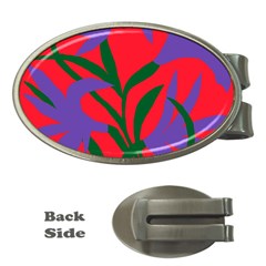 Purple Flower Red Background Money Clips (oval) 