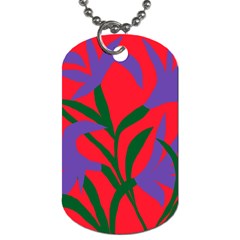 Purple Flower Red Background Dog Tag (two Sides) by Mariart