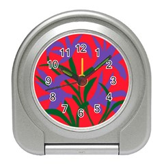 Purple Flower Red Background Travel Alarm Clocks