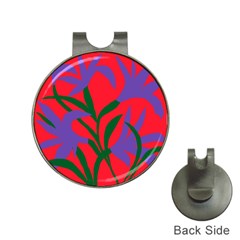 Purple Flower Red Background Hat Clips With Golf Markers by Mariart