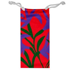 Purple Flower Red Background Jewelry Bag