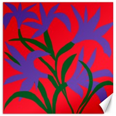 Purple Flower Red Background Canvas 16  X 16   by Mariart