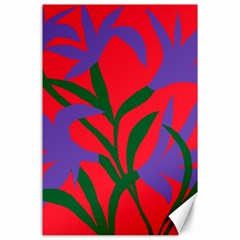 Purple Flower Red Background Canvas 24  X 36  by Mariart