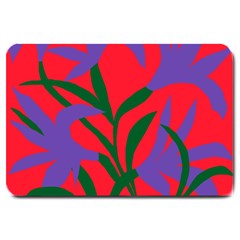 Purple Flower Red Background Large Doormat  by Mariart