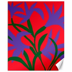 Purple Flower Red Background Canvas 11  X 14  