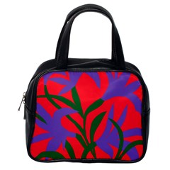 Purple Flower Red Background Classic Handbags (one Side)