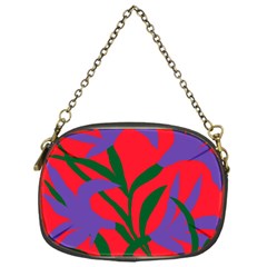 Purple Flower Red Background Chain Purses (one Side)  by Mariart