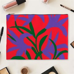 Purple Flower Red Background Cosmetic Bag (xl)