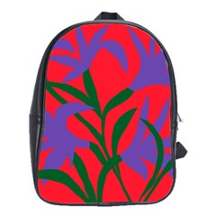 Purple Flower Red Background School Bags(large) 